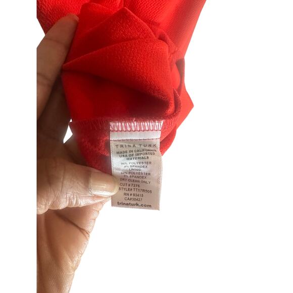 NWT Trina Turk Women's Cutout Mock Neck Mini Dress Short Sleeve Red Bodycon 4 - Picture 14 of 15